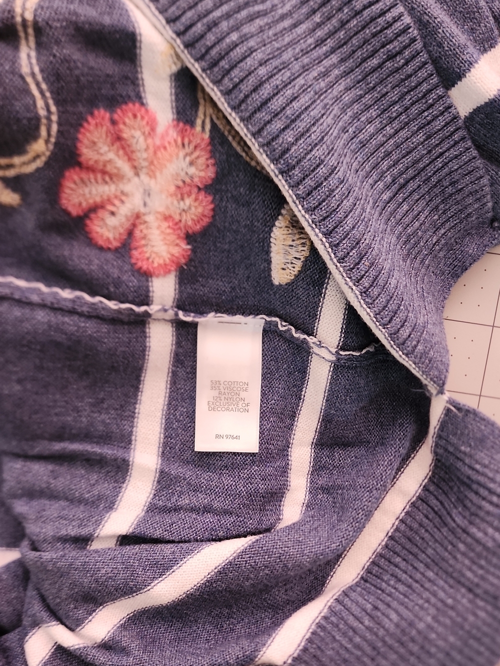 J. Jill Blue and White Striped Hooded Knit Top size M - Picture 7 of 8